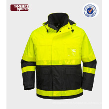 Hola chaqueta de seguridad a prueba de viento a prueba de viento impermeable vis con mangas desmontables